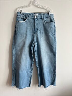 Good American Light Blue Palazzo Crop High Rise.